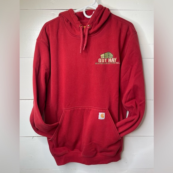 Mens Red Carhartt Hoodie with Logo Medium - Picture 1 of 5